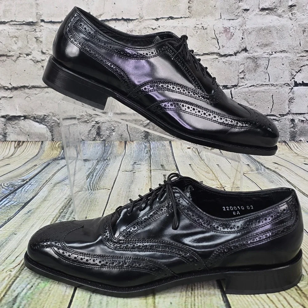 Florsheim Lexington Wingtip Oxford Mens 11 B Black Leather Brogue Dress Shoes